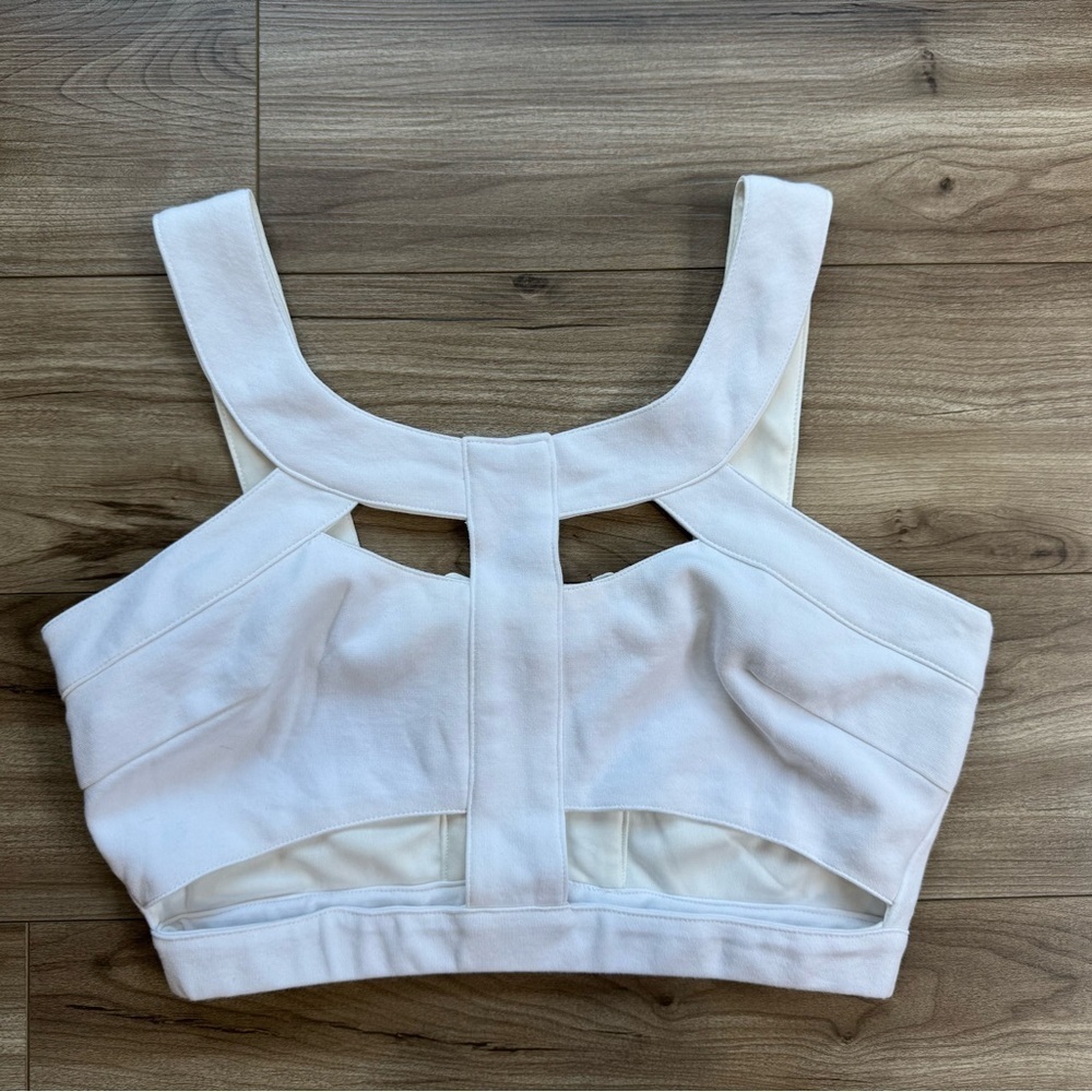 Endless Rose Women’s White Bralette Crop Top Size M back zipper stretch cutouts